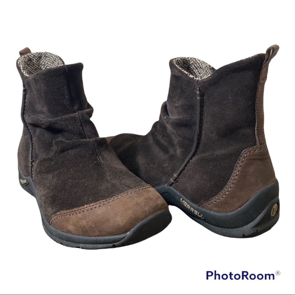 MERRELL Freisa Slouchy Boot Suede Leather Brown Size 9